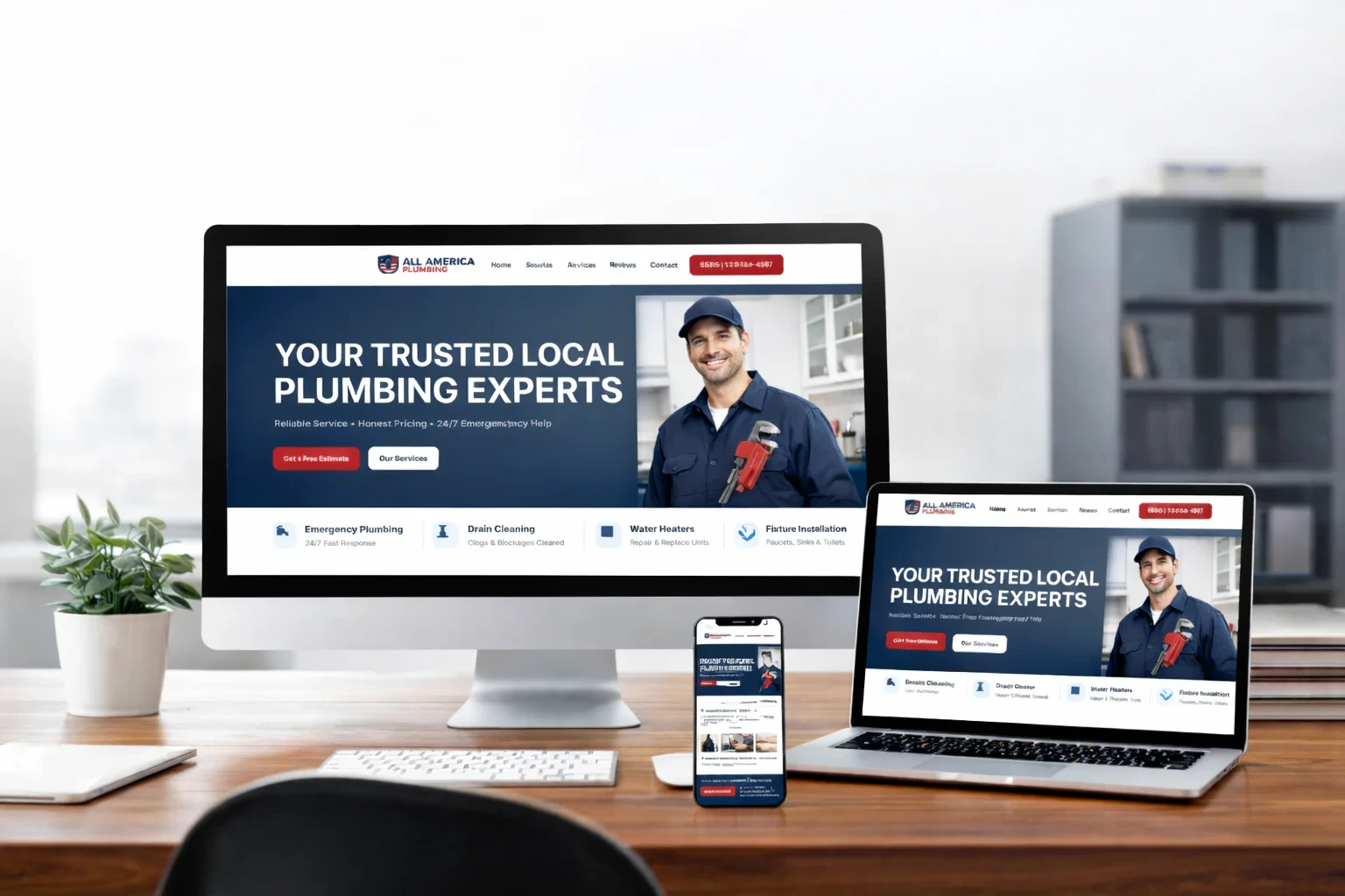 All American Plumbing responsive website presentation