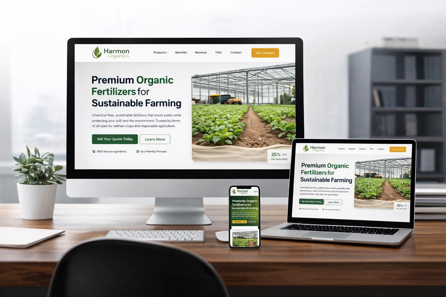 Harmon Organics responsive website presentation