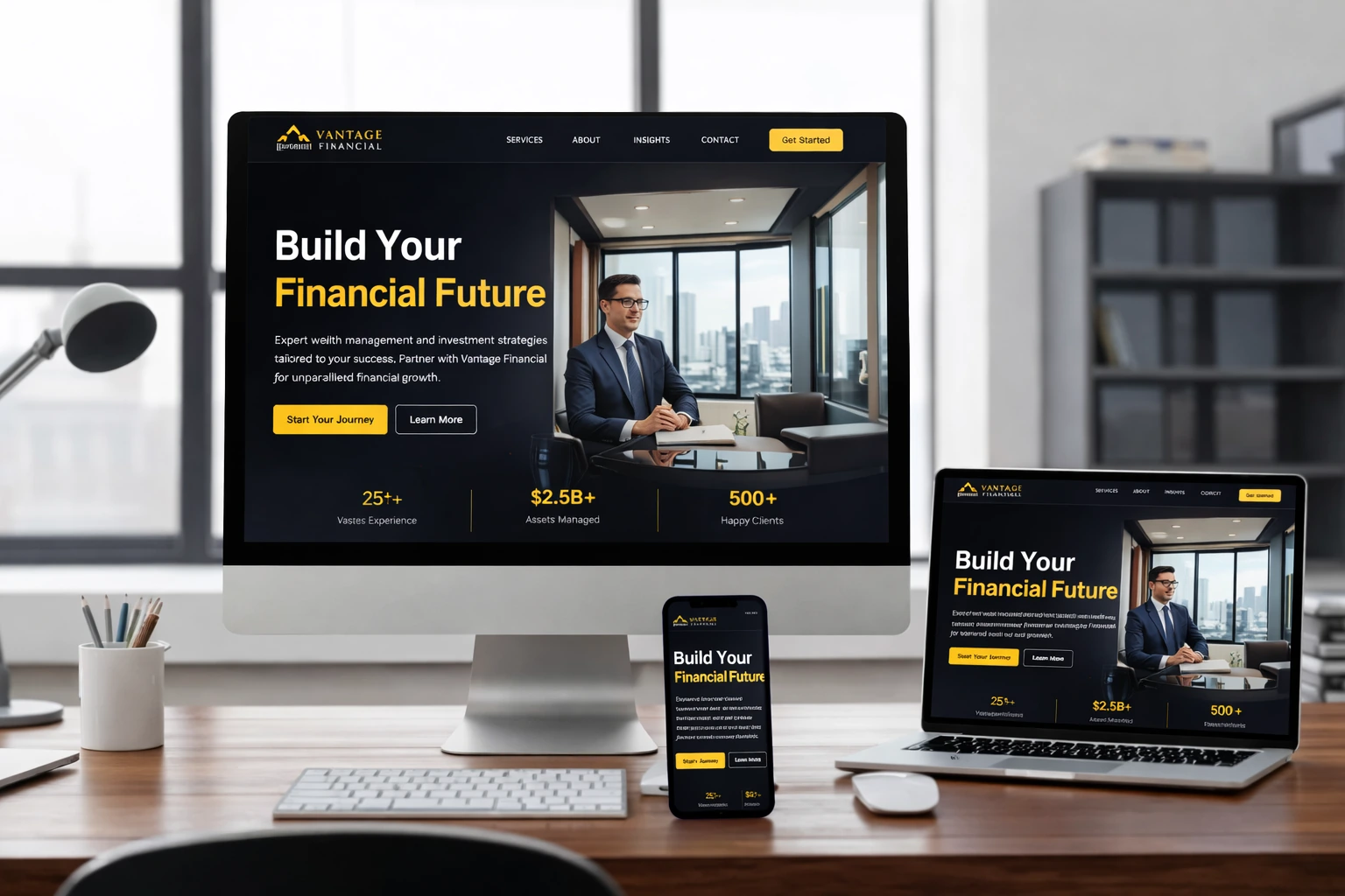 Vantace Financial website displayed across desktop, laptop and mobile devices