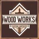 Warm Brown Wood Works Carpentry Logo